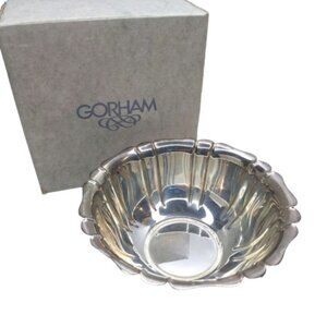 Gorham Bowl YH 382 Silver Plated Fluted Petal Rim 6.5" 1950s w/ Box